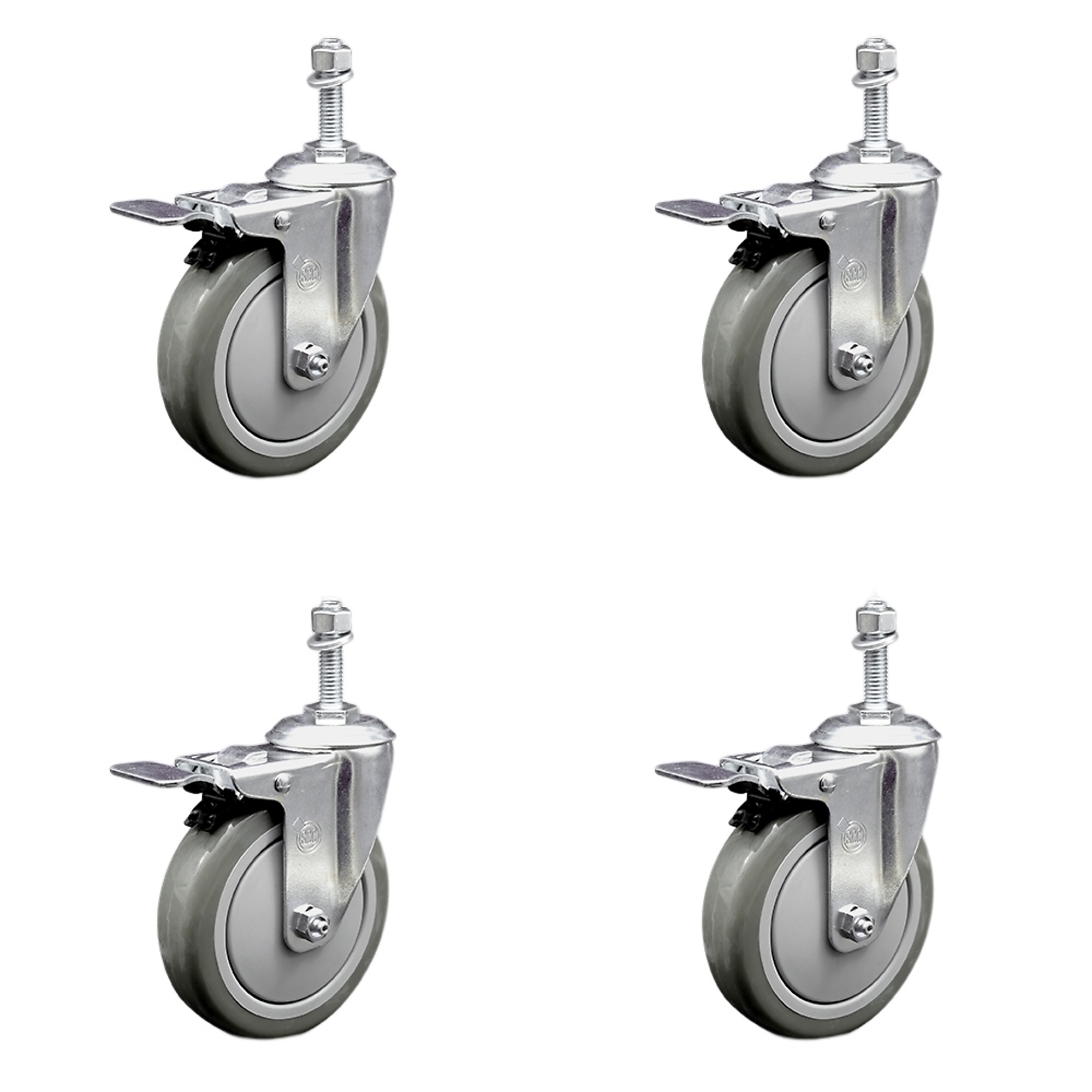 Service Caster, 5in. x 1 1/4in. Stem Casters, Wheel Diameter 5 in, Caster Type Swivel, Package (qty.) 4, Model# SCC-SSTSTTL20S514-PPUB-M1015-4
